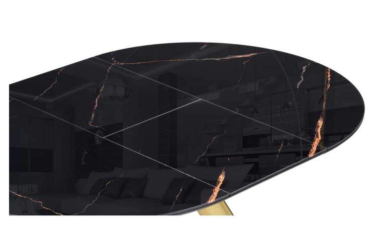 Стол стеклянный Галвестон 100х76 обсидиан / черный / золото-3