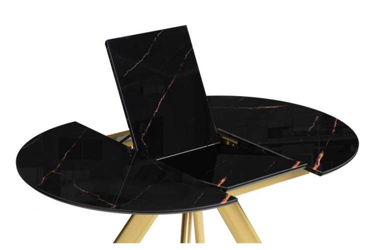 Стол стеклянный Галвестон 100х76 обсидиан / черный / золото-4