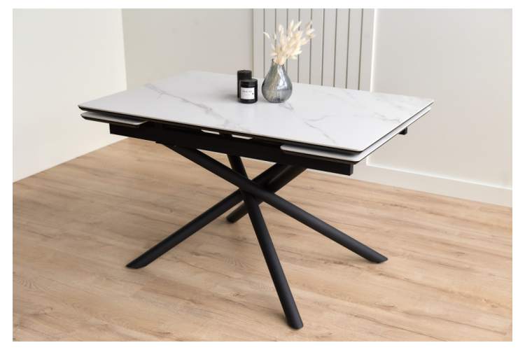 Керамический стол Мэриан 120(180)х80 snow alpin white / черный-8