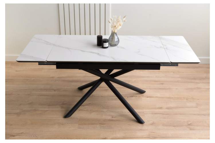 Керамический стол Мэриан 120(180)х80 snow alpin white / черный-10