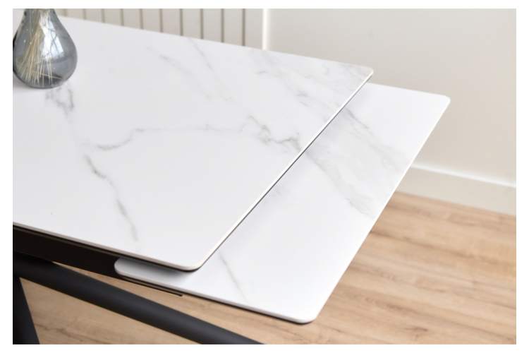 Керамический стол Мэриан 120(180)х80 snow alpin white / черный-11