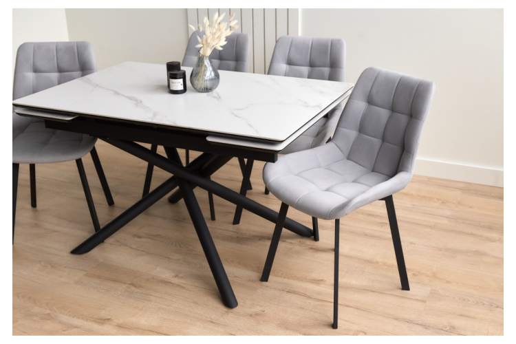 Керамический стол Мэриан 120(180)х80 snow alpin white / черный-12