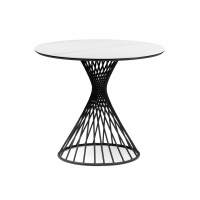 Керамический стол Вивиен 90x90x75 белый мрамор snow white / черный