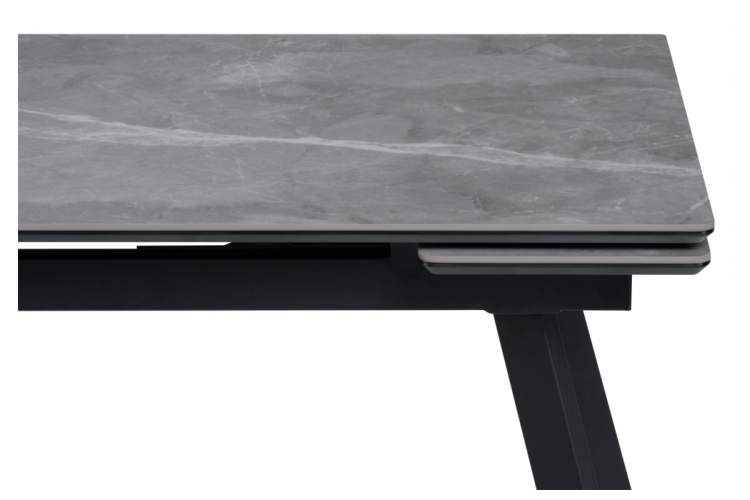 Керамический стол Норман 140(200)х80 серый мрамор larka grey / черный-5