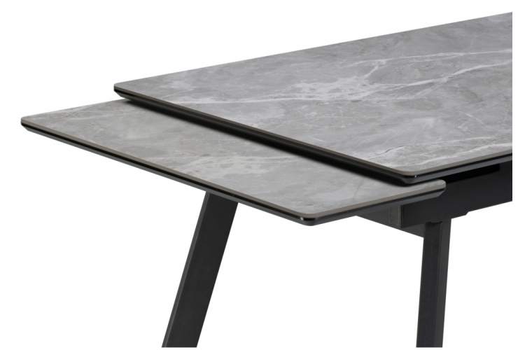 Керамический стол Норман 140(200)х80 серый мрамор larka grey / черный-6