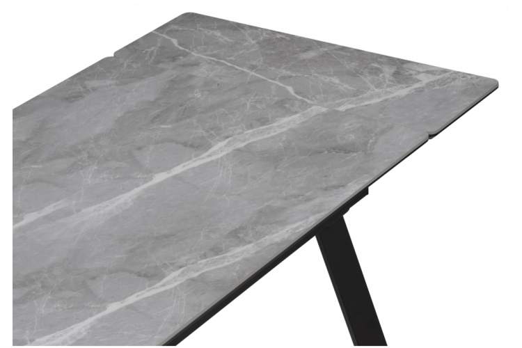Керамический стол Норман 140(200)х80 серый мрамор larka grey / черный-7