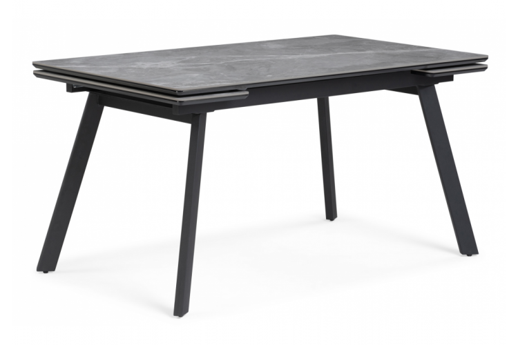 Керамический стол Норман 140(200)х80 серый мрамор larka grey / черный