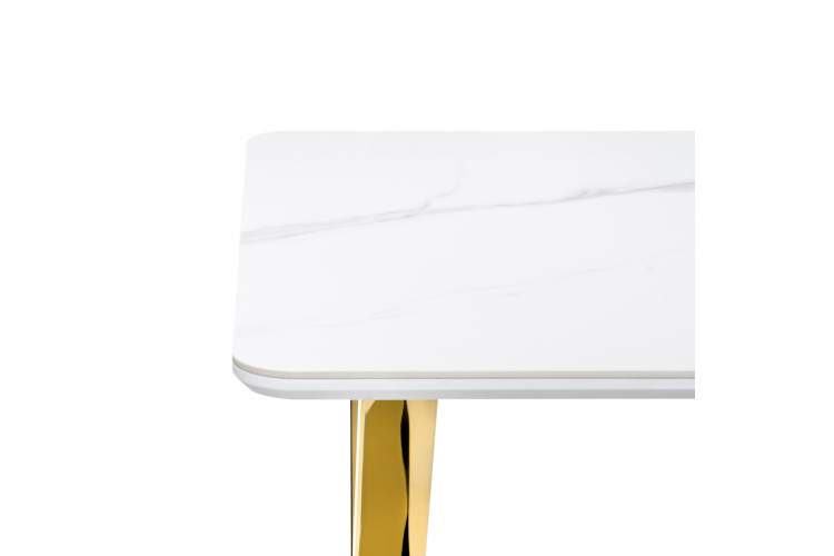 Керамический стол Селена 3 160х90х77 белый мрамор / золото-9
