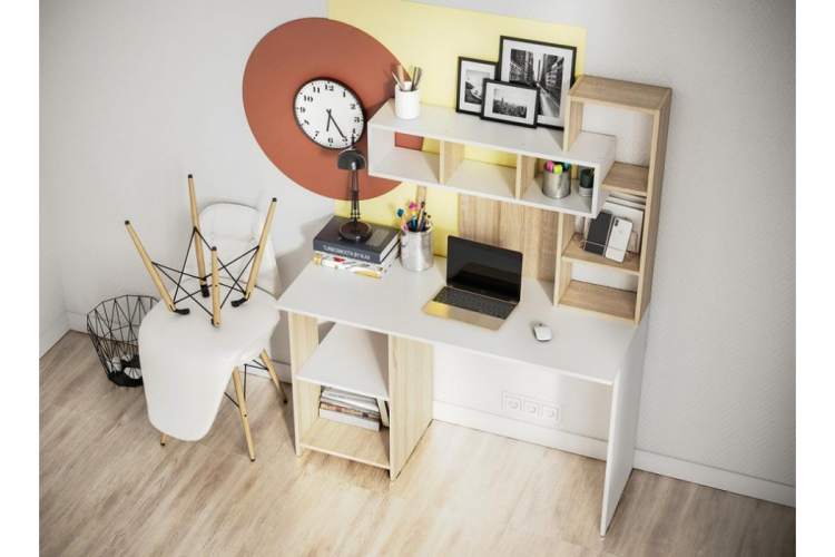 Компьютерный стол Эфес дуб сонома / белый-2