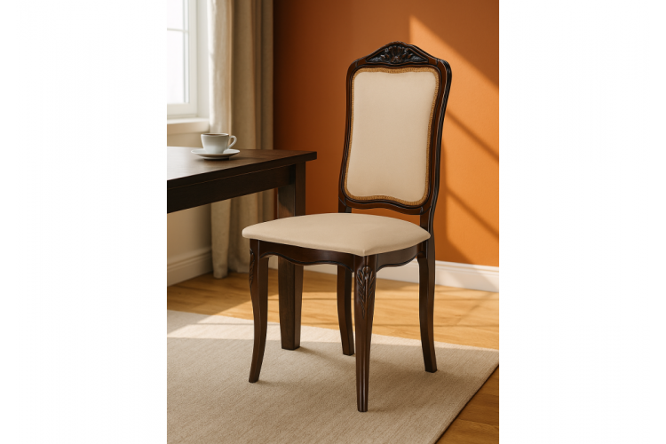 Стул деревянный Эмилин вишня / бежевый тк. К02-1