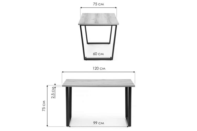 Стол деревянный Лота Лофт 120 25 мм дуб делано светлый / белый матовый-1