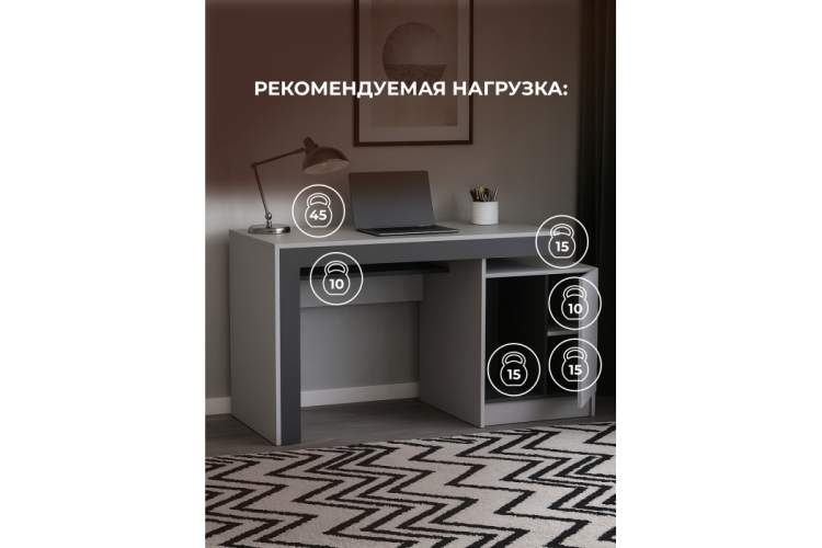 Компьютерный стол Модена белый / графит-5