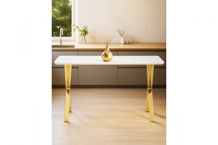 Керамический стол Селена 3 160х90х77 белый мрамор / золото-1