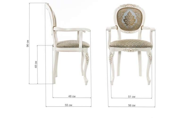 Кресло Adriano 2 молочный с патиной-1