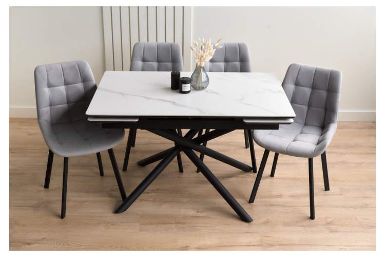 Керамический стол Мэриан 120(180)х80 snow alpin white / черный-1