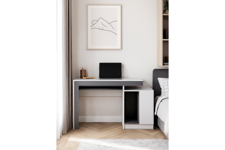 Компьютерный стол Модена белый / графит-2