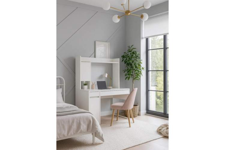 Компьютерный стол Сити-12 белый шелк-2