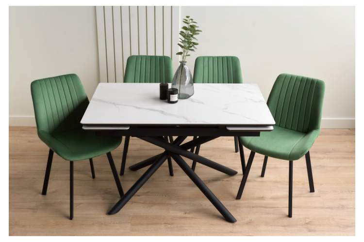 Керамический стол Мэриан 120(180)х80 snow alpin white / черный-2