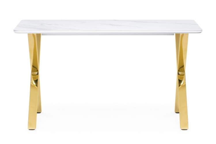 Керамический стол Селена 3 160х90х77 белый мрамор / золото-4
