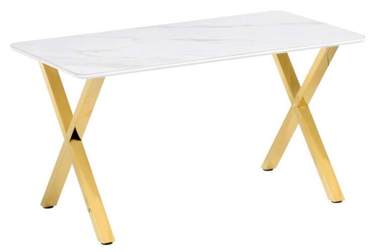 Керамический стол Селена 3 160х90х77 белый мрамор / золото