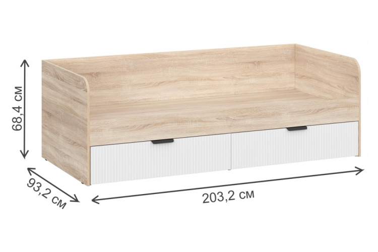 Кровать Стокгольм КРД03-90 90х200 дуб сонома / line софт пломбир-2