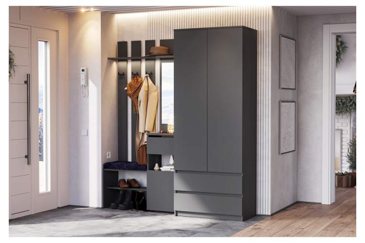 Прихожая Сибити графит серый комплектация 1