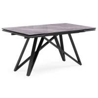 Стол стеклянный Вилсон 140(200)х80 серый мрамор / черный