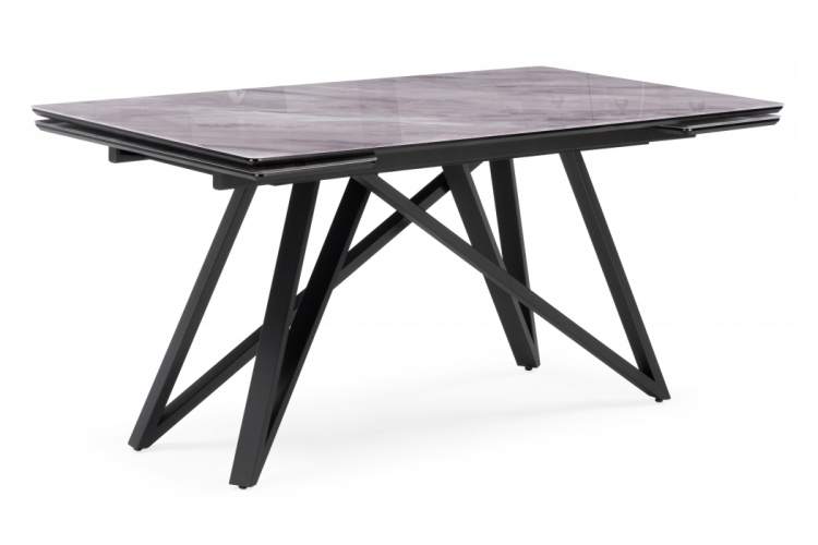 Стол стеклянный Вилсон 140(200)х80 серый мрамор / черный