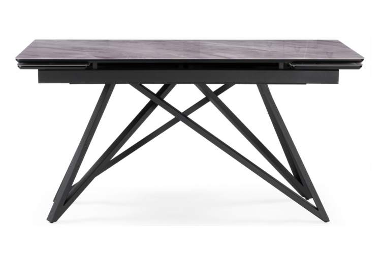 Стол стеклянный Вилсон 140(200)х80 серый мрамор / черный-8