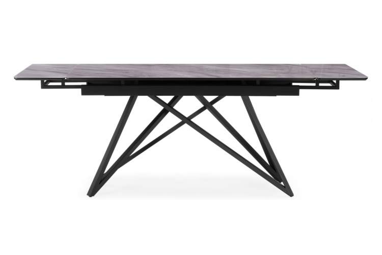 Стол стеклянный Вилсон 140(200)х80 серый мрамор / черный-9