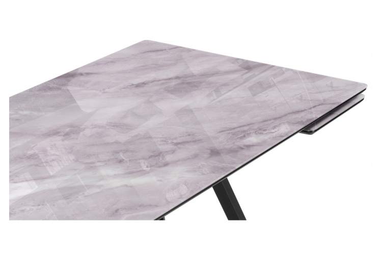 Стол стеклянный Вилсон 140(200)х80 серый мрамор / черный-11