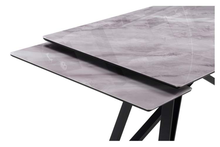 Стол стеклянный Вилсон 140(200)х80 серый мрамор / черный-12
