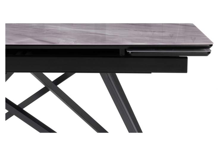 Стол стеклянный Вилсон 140(200)х80 серый мрамор / черный-13