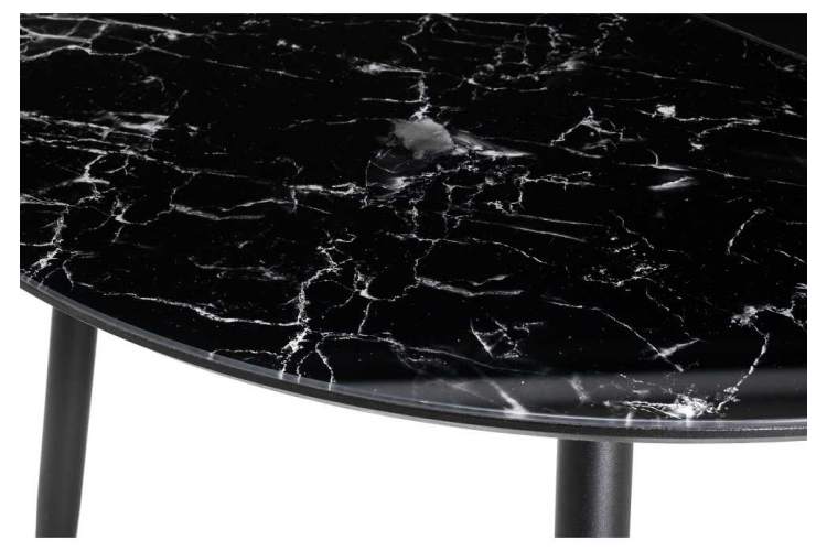 Стол стеклянный Кловис вставка стекло черный мрамор / черный-2