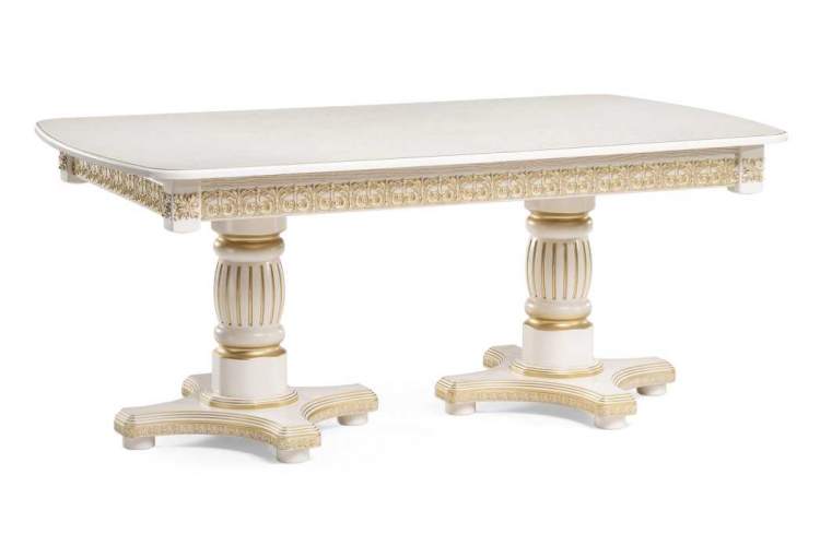 Стол деревянный Морнит 180(240)х100 слоновая кость / золото