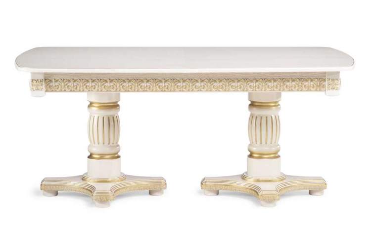Стол деревянный Морнит 180(240)х100 слоновая кость / золото-1