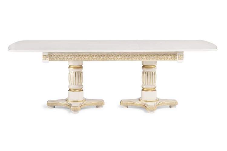 Стол деревянный Морнит 180(240)х100 слоновая кость / золото-2