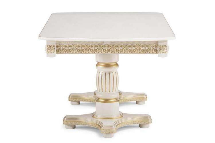 Стол деревянный Морнит 180(240)х100 слоновая кость / золото-3