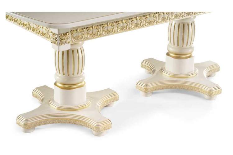 Стол деревянный Морнит 180(240)х100 слоновая кость / золото-7