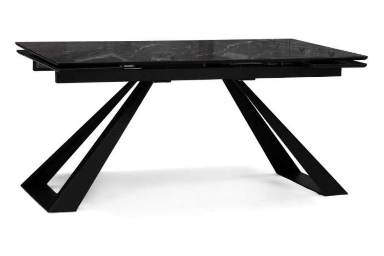 Стол стеклянный Маккарти 160(220)х90х75 дарк / черный