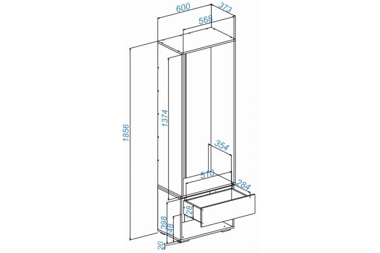 Прихожая Роут 0,6 м белый / дуб вотан-1