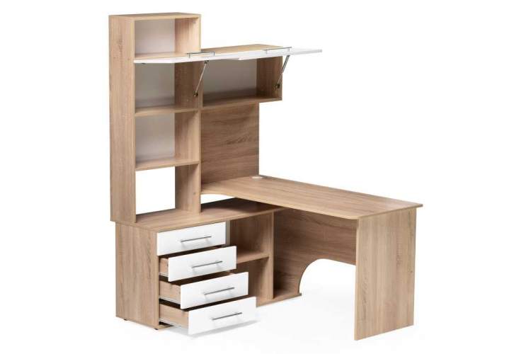 Компьютерный стол КСТ-14.1Л левый дуб сонома / белый-1