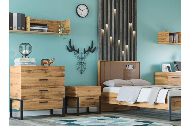 Прихожая Iris металл дуб вотан / черный муар-3