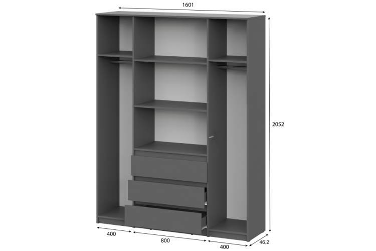 Шкаф Сибити четырехстворчатый графит серый-2