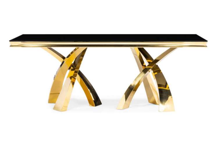 Стол стеклянный Komin 2 черный / золото-1