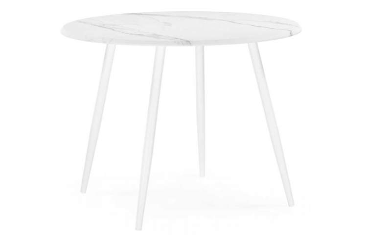 Стол Абилин 100 мрамор белый / белый матовый Стол деревянный