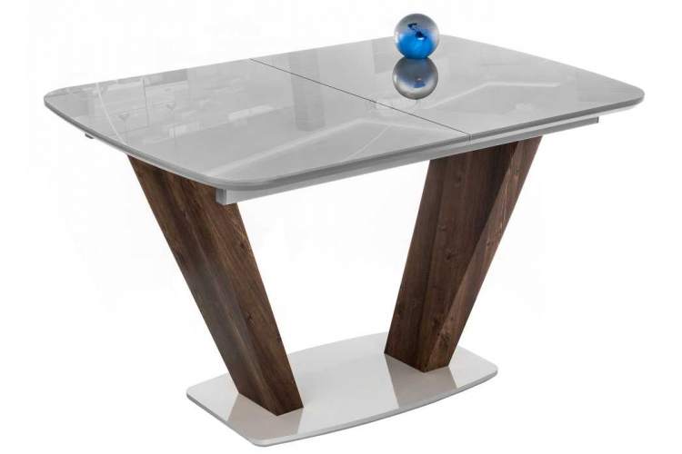 Стол стеклянный Петир серый / орех кантри