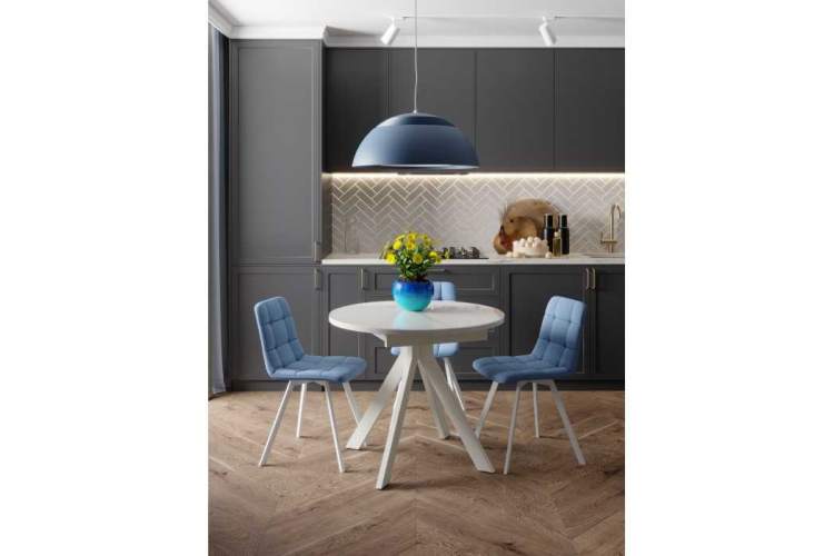 Чилли белый / голубой Стул на металлокаркасе-6