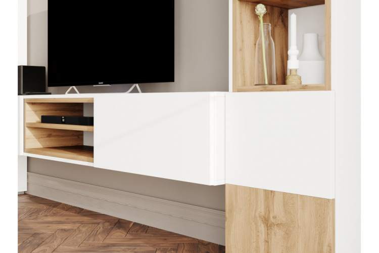 ТВ-тумба Лонгфорд белый / дуб вотан-6