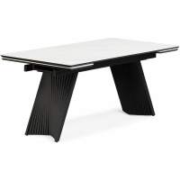 Керамический стол Вейв 160(220)х89х75 белый мрамор snow white / черный